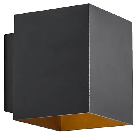 Candeeiro de parede design quadrado preto e dourado - Sola Design,Moderno