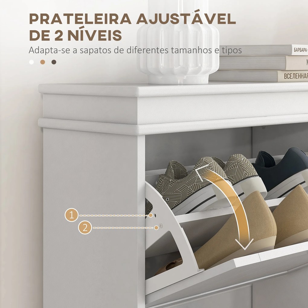 Móvel Sapateira Branco Sapateira Estreita com 2 Portas e Prateleira Ajustável para 10 Pares de Sapatos 54x24x82,5 cm Branco