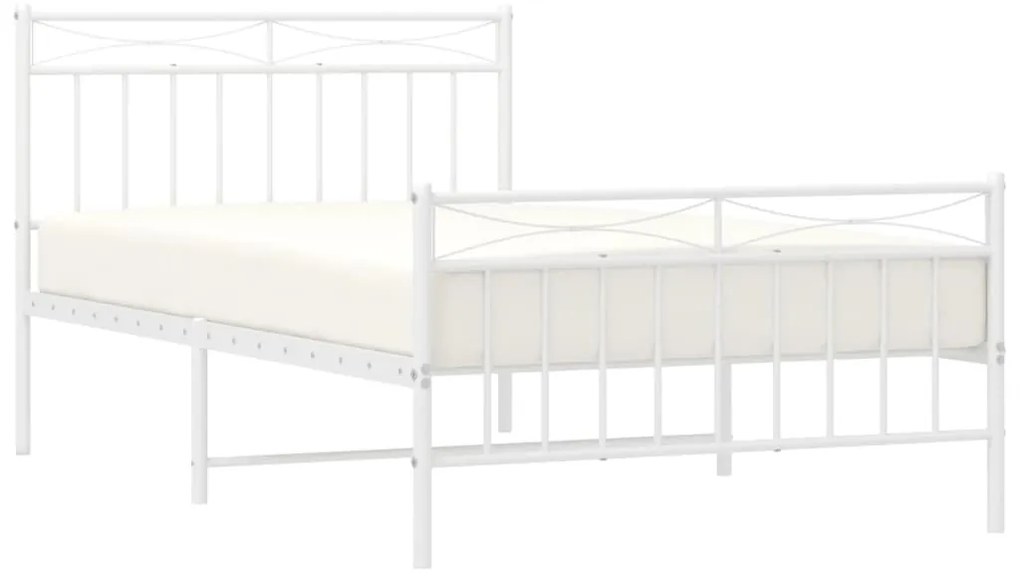 Estrutura de cama com cabeceira e pés 107x203 cm metal branco