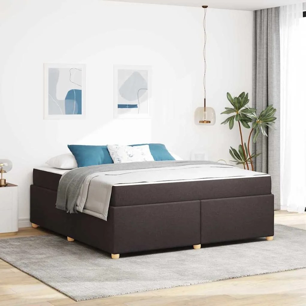 vidaXL Estrutura da Cama com colchão Marrom Escuro 180 x 200 cm tecido