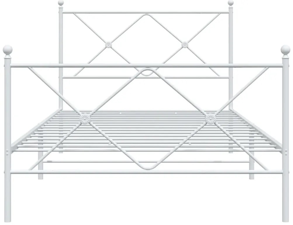 Estrutura de cama com cabeceira e pés 107x203 cm metal branco