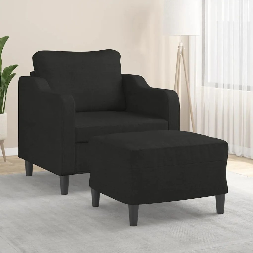 Poltrona com apoio de pés 60 cm tecido preto