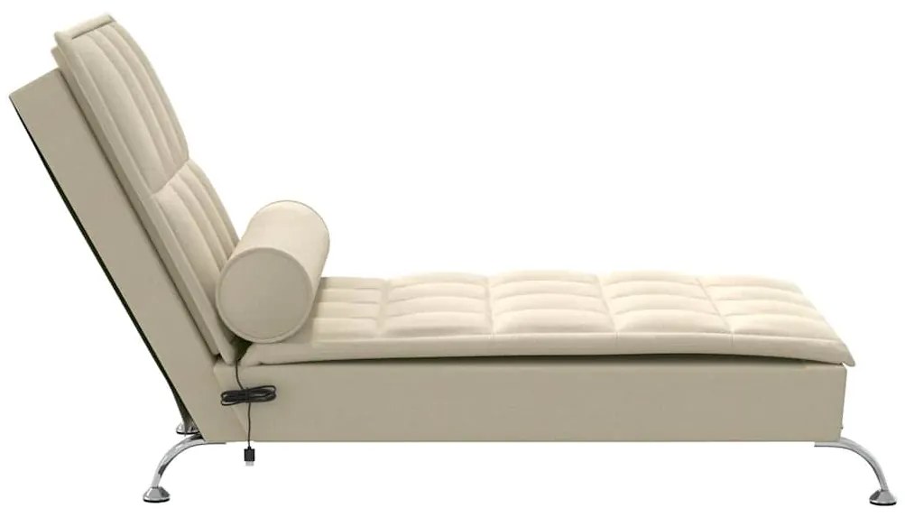 Chaise lounge de massagem com rolo tecido creme