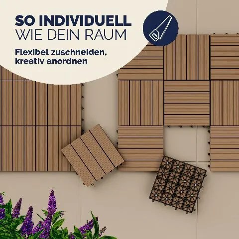 Conjunto de 44 unidades Ladrilhos compostos para terraços, 30 x 30 cm terracota