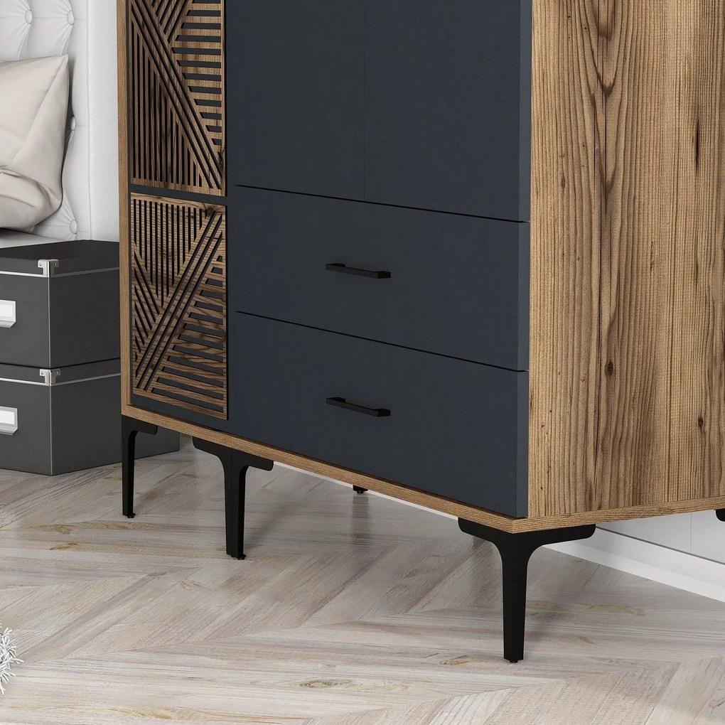 Guarda-roupa Kumsal PT – Nogueira/Antracite – 120x47,5x201,4 cm
