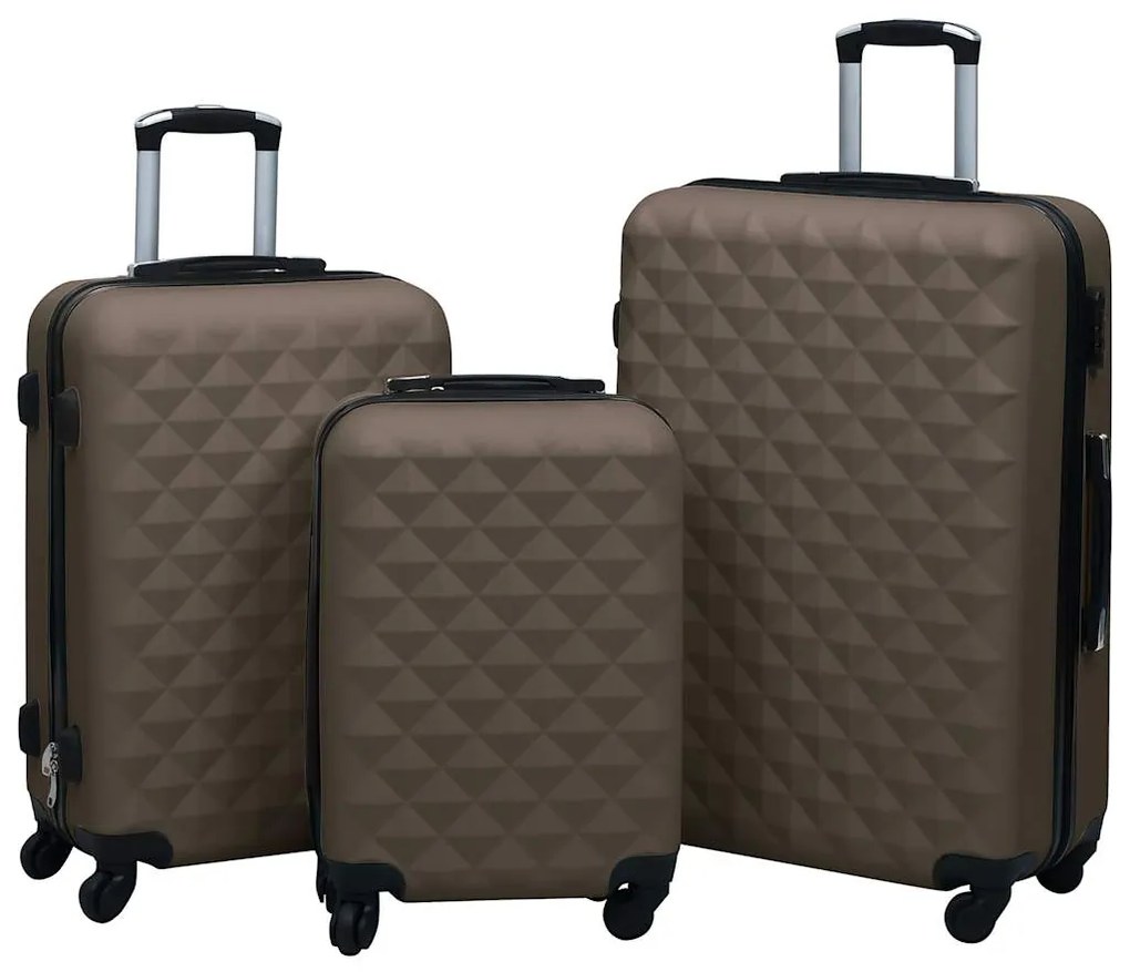 Conjunto de tróleis estojo rígido 3 pcs ABS castanho