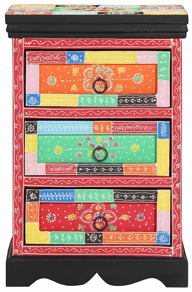 Armário de Gavetas vidaXL Multicolorido 40x40x60 cm em Madeira Sólida