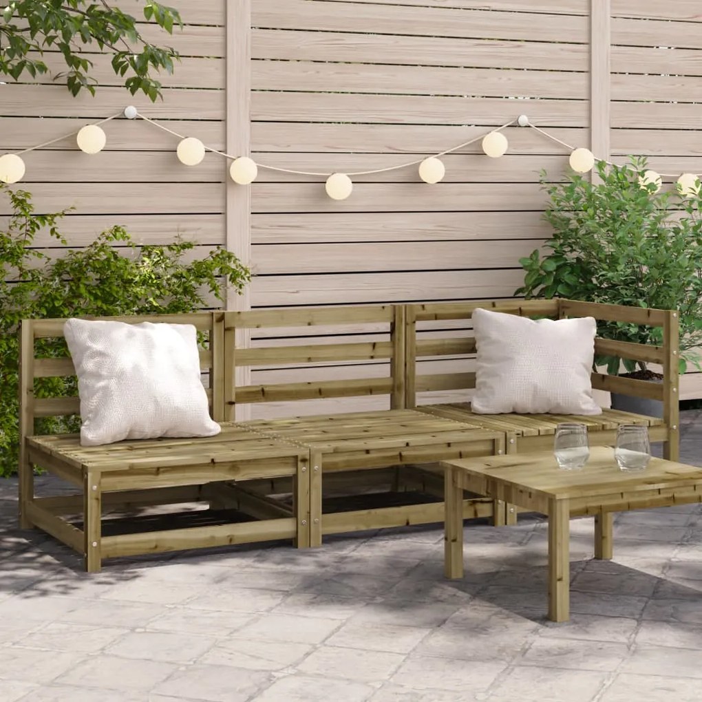 vidaXL Sofá de 3 lugares para jardim pinho maciço impregnado
