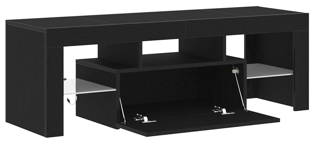 Rack de TV vidaXL com Luzes LED Carvalho Preto 120x35x40 cm