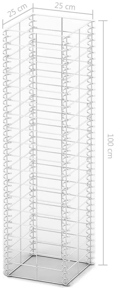 Conjunto de gabiões 3 pcs arame galvanizado 25 x 25 x 100 cm