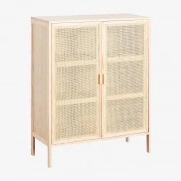 Aparador Com 2 Portas Em Rattan E Madeira Reyna Madeira Natural - Sklum