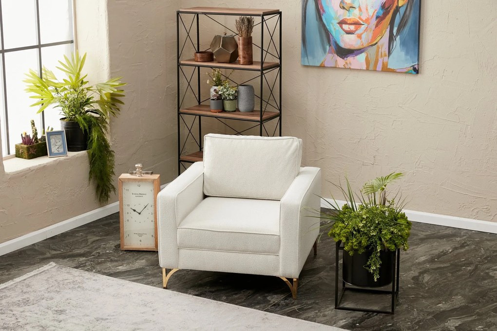 Sofá de 1 Lugar Berlin – Creme Dourado – 90x83x91 cm