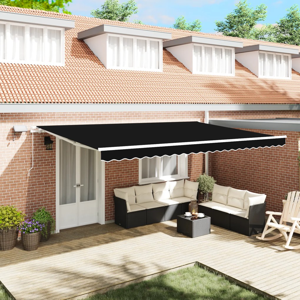 Toldo Retrátil Manual vidaXL com LED Preto 500x300 cm