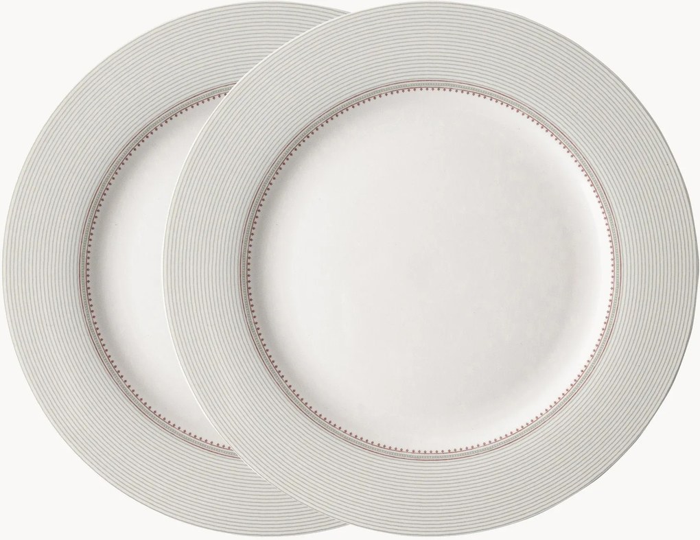 Pratos de jantar em porcelana Flat, conjunto de 2