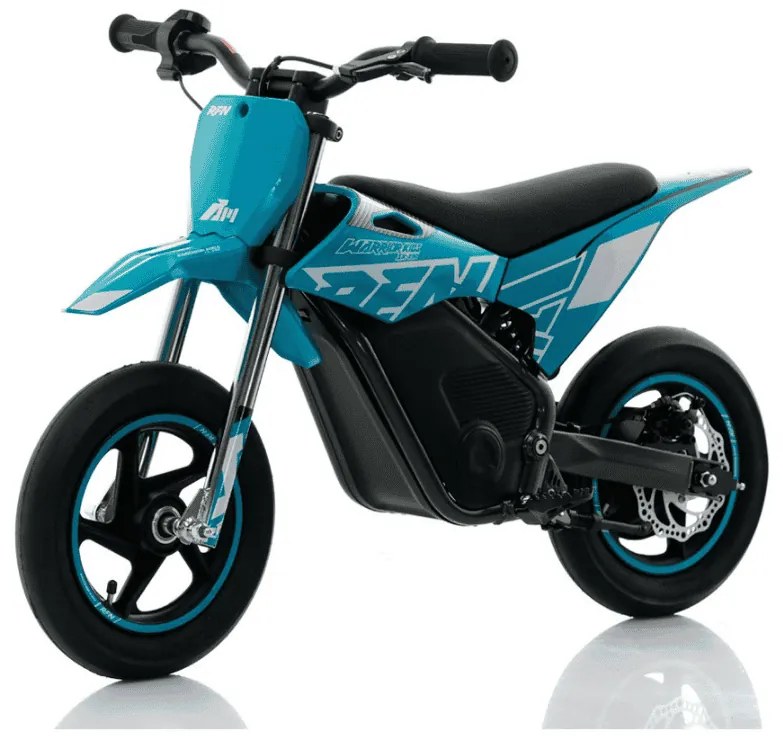 Mini moto eléctrica velocidade até 13 Km/h C/Limitador RFN Warrior Kids SX-E150 150W 12/12” Supermotard Azul Celeste