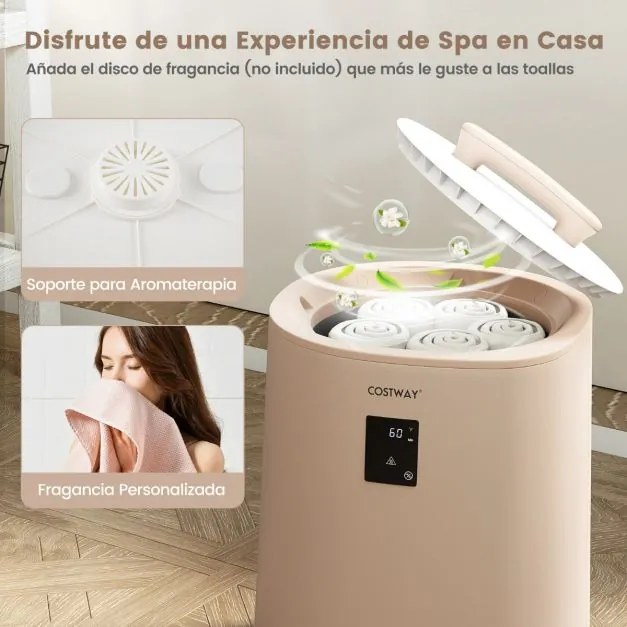 Aquecedor de toalhas para Casa de Banho de 18 L com tela LED e desligamento automático Cubo portátil castanho