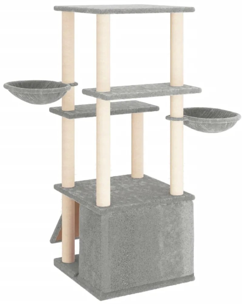 Árvore p/ gatos c/ postes arranhadores sisal 133 cm cinza-claro