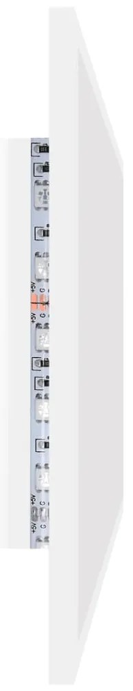 Espelho casa banho c/ LED 90x8,5x37cm acrílico branco brilhante