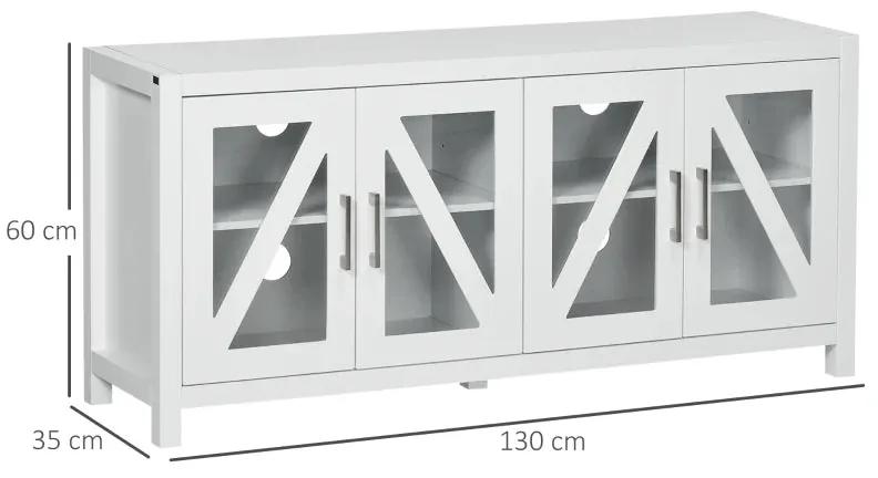 Móvel de TV Larm com 4 Portas de Vidro Temperado - Design Escandinavo