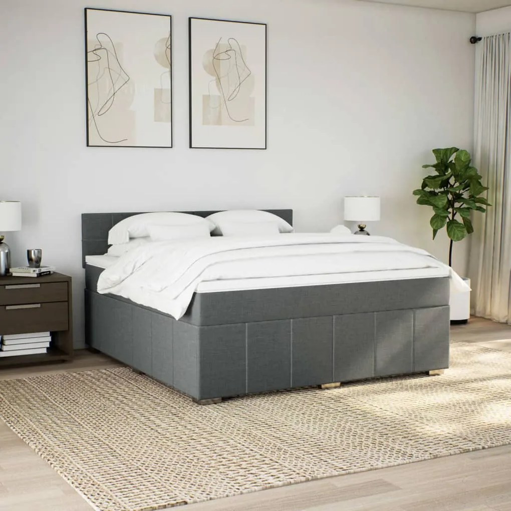 Cama com molas/colchão 180x200 cm tecido cinzento-escuro