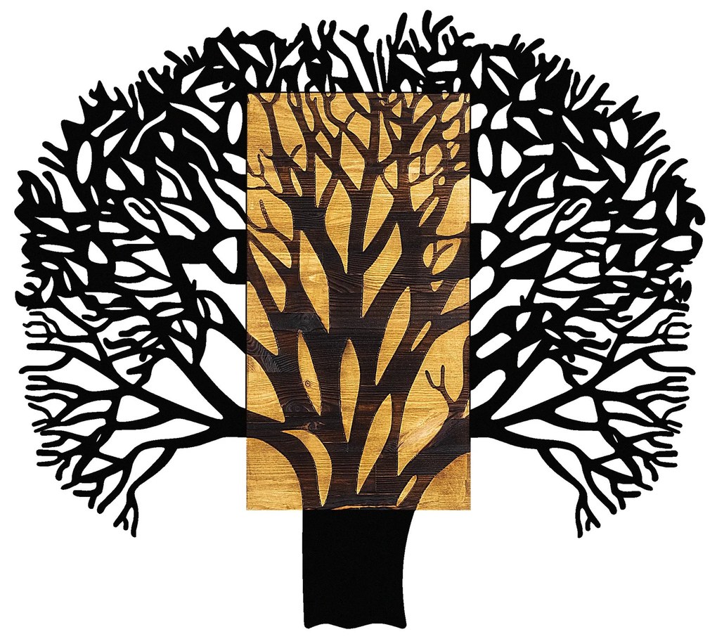 Acessório Decorativo de Parede Tree 1 – Nogueira e Preto – 93 x 3 x 86