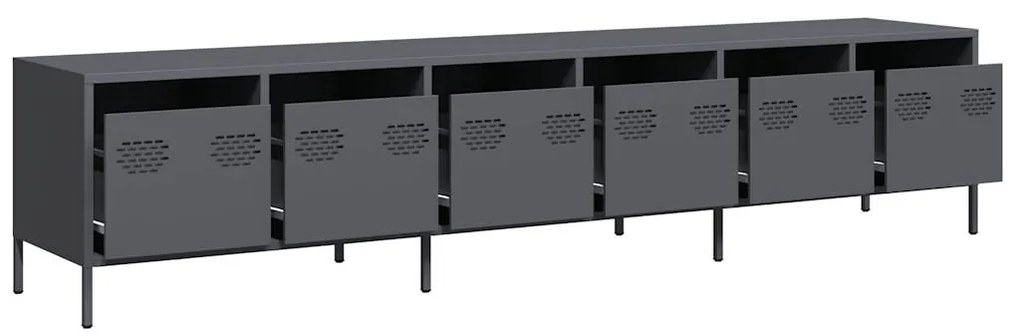 Móvel de TV 202x39x43,5 cm aço laminado a frio antracite