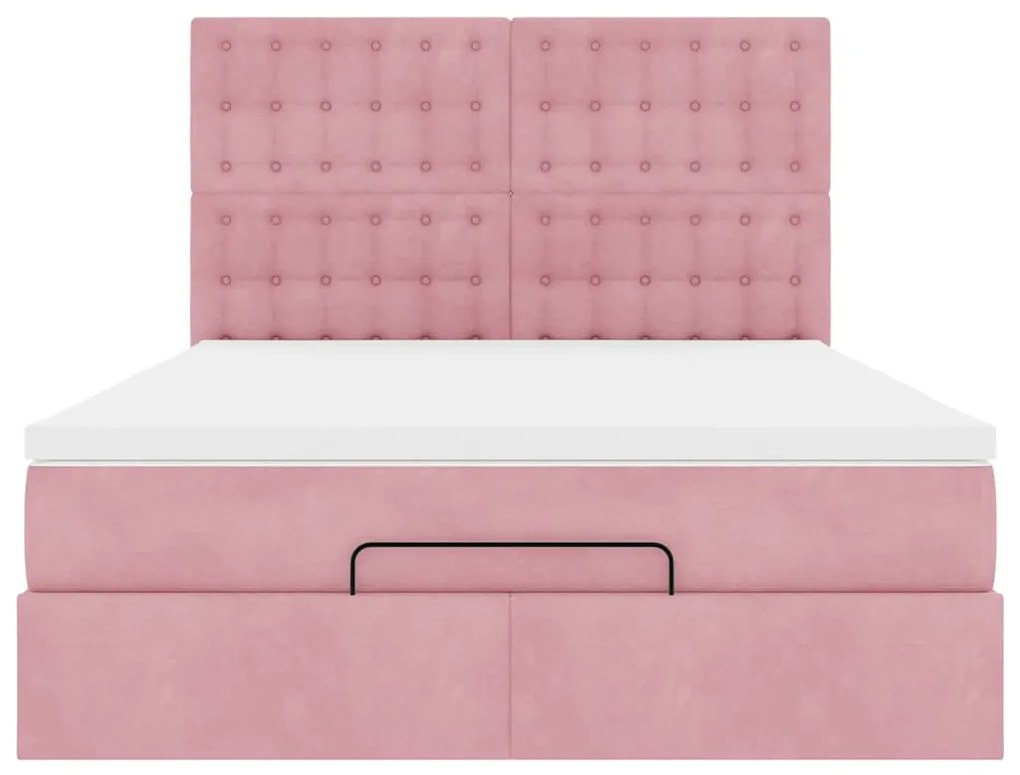 Estrutura de cama otomana com colchões 140x200 cm veludo rosa