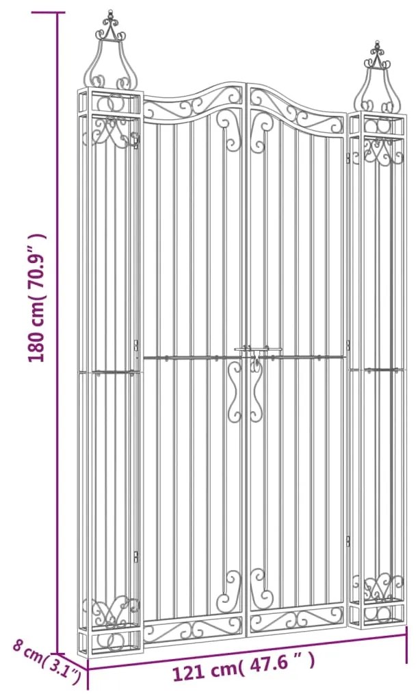 Portão de jardim 121x8x180 cm ferro forjado preto