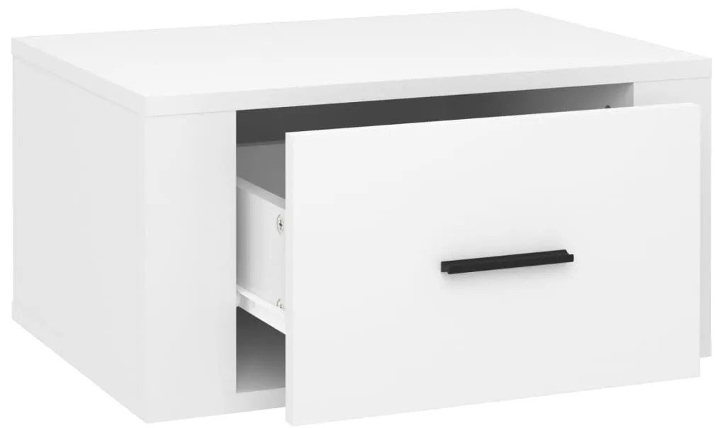 Mesas de cabeceira parede 2 pcs 50x36x25 cm branco brilhante