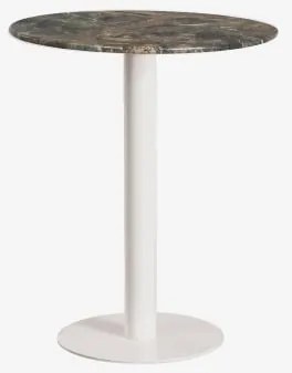Mesa De Bar Redonda Em Pedra Natural Xiren Ø70 Cm & Mármore Verde Forest & Branco Glacial - Sklum