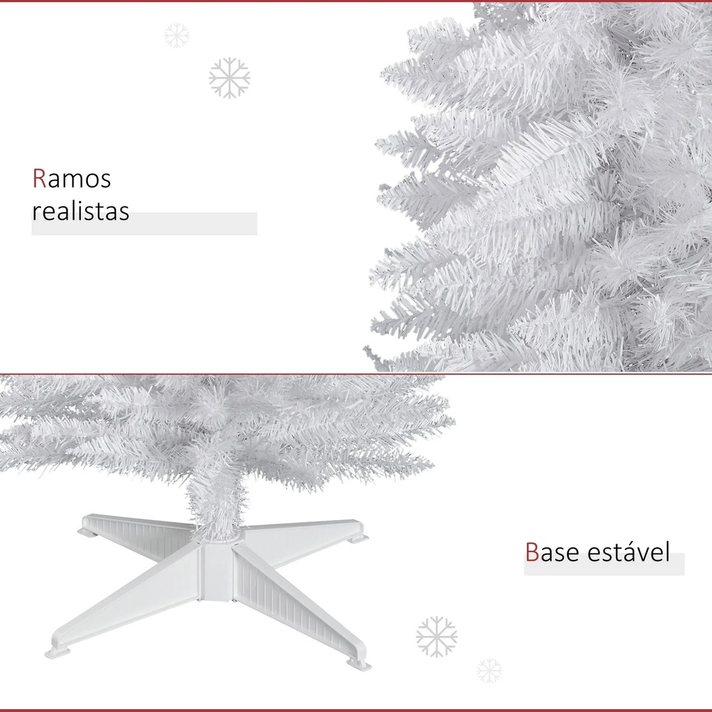 Árvore de Natal Artificial 180cm Ignífugo com 390 Ramos de PVC e Supor
