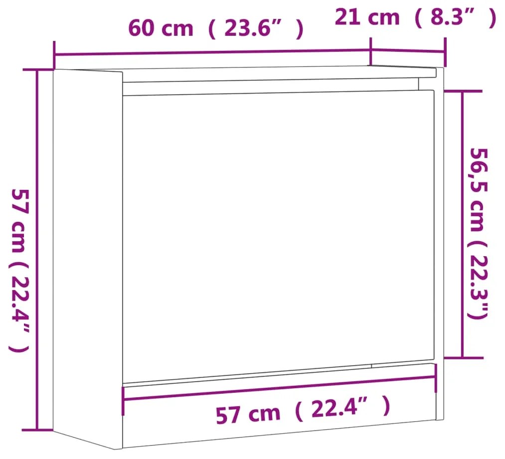Sapateira 60x21x57 cm derivados de madeira carvalho castanho