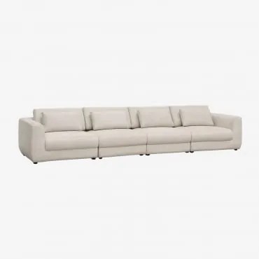 Sofá Modular De 4 Peças Com Encosto De Cabeça Regulável Em Altura Estofado Em Chenille Cataline Chenille Bege Creme - Sklum
