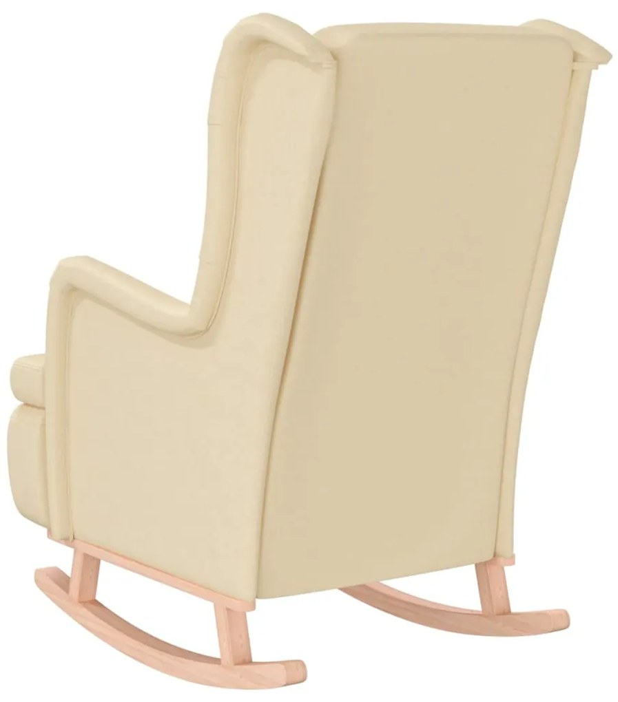 Poltrona c/ pés de baloiço seringueira maciça tecido cor creme