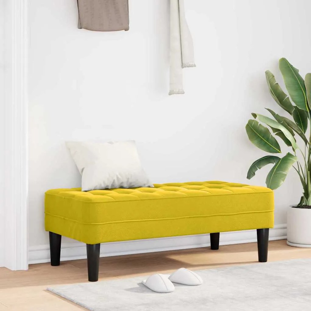 vidaXL banco com almofada Amarelo 113 x 57 x 39 cm Veludo