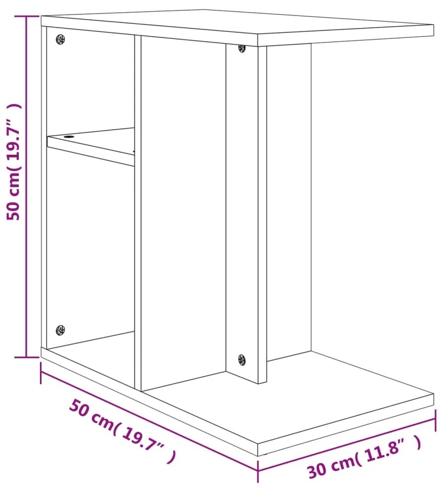 Mesa de apoio 50x30x50 cm contraplacado cinzento cimento
