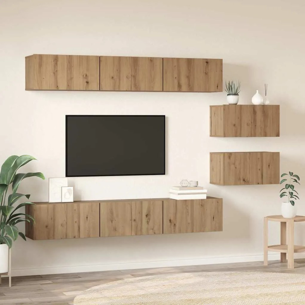 Conjunto de móvel de TV 8 pcs carvalho artisiano