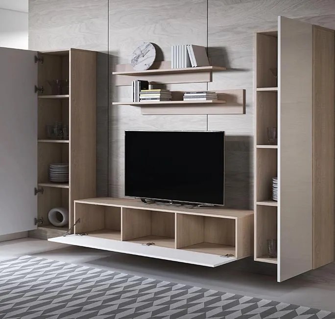 Conjunto de Móveis de Sala Mosteirô – 2,6 m – Modular em Sonoma e Bran