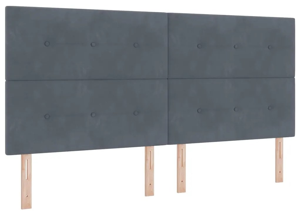 Cama Box Spring com Colchão e Banco Cinza Escuro 200x200 cm Veludo