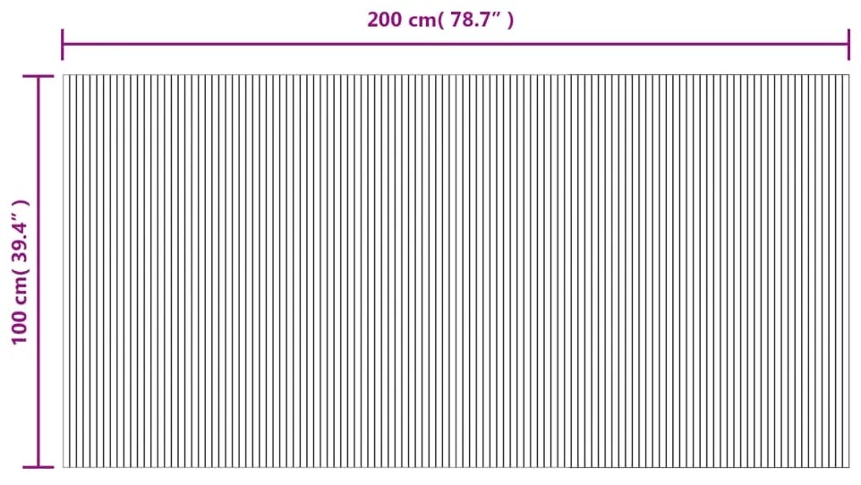 Tapete retangular 100x200 cm bambu castanho-escuro
