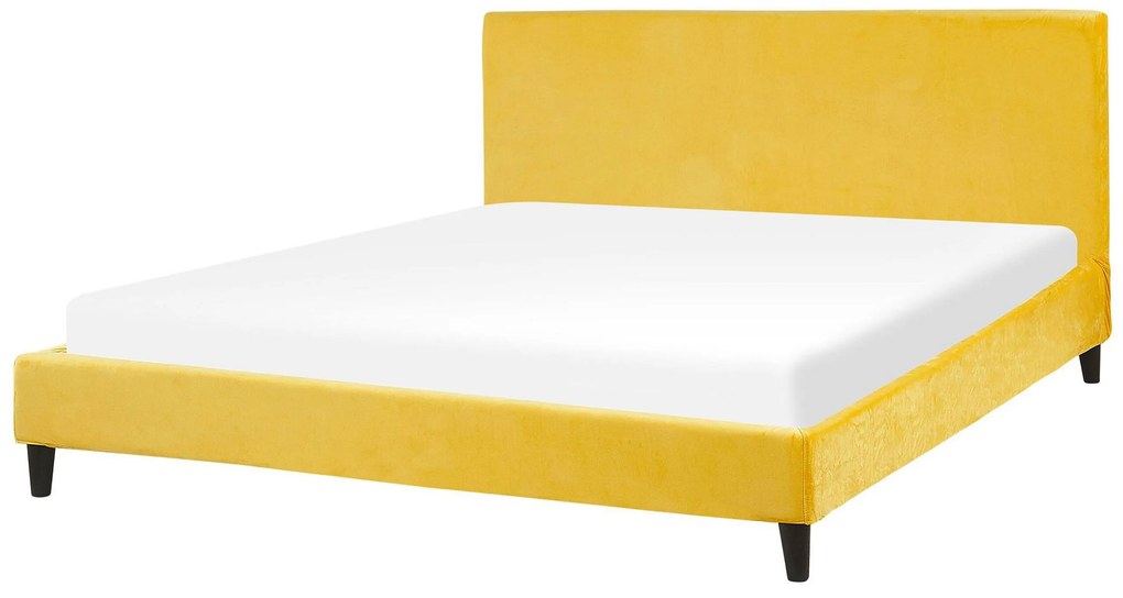 Capa em veludo amarelo 180 x 200 cm para cama FITOU Beliani