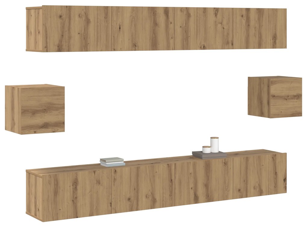 Conjunto de 6 peças para TV Carvalho Artesanal Madeira Engenheirada