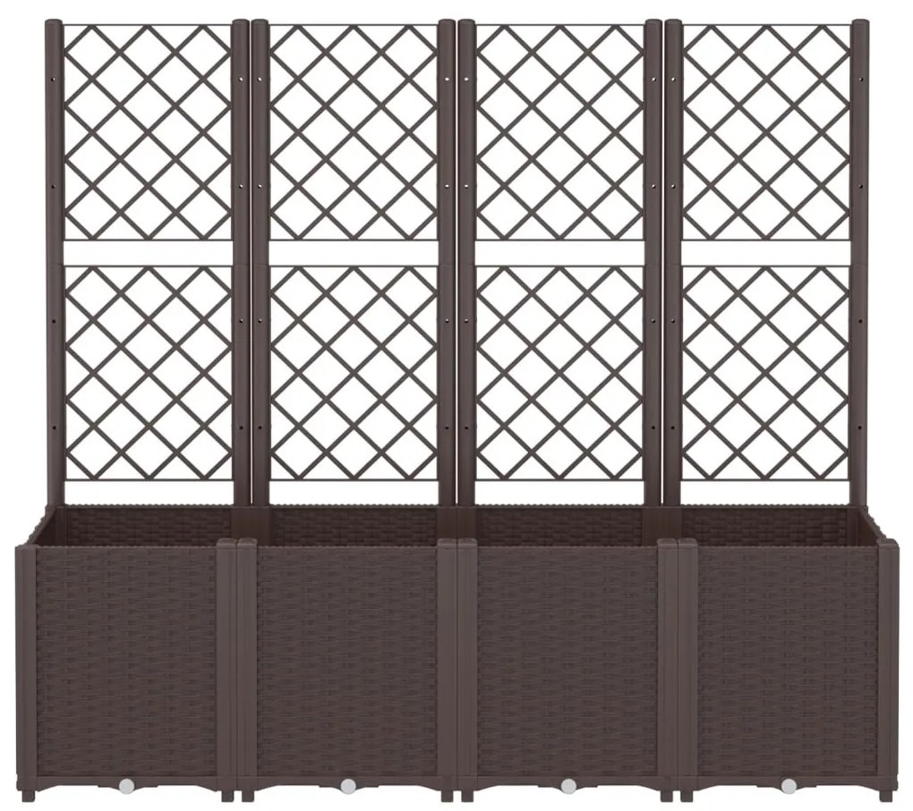 Vaso/floreira de jardim c/ treliça 160x40x140 cm PP castanho