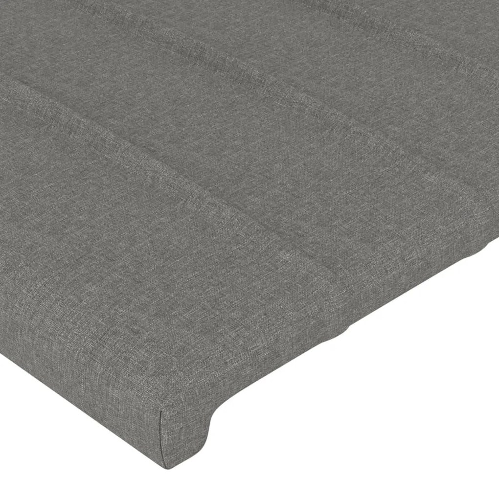 Cabeceira de cama c/ abas tecido 147x23x78/88cm cinzento-escuro