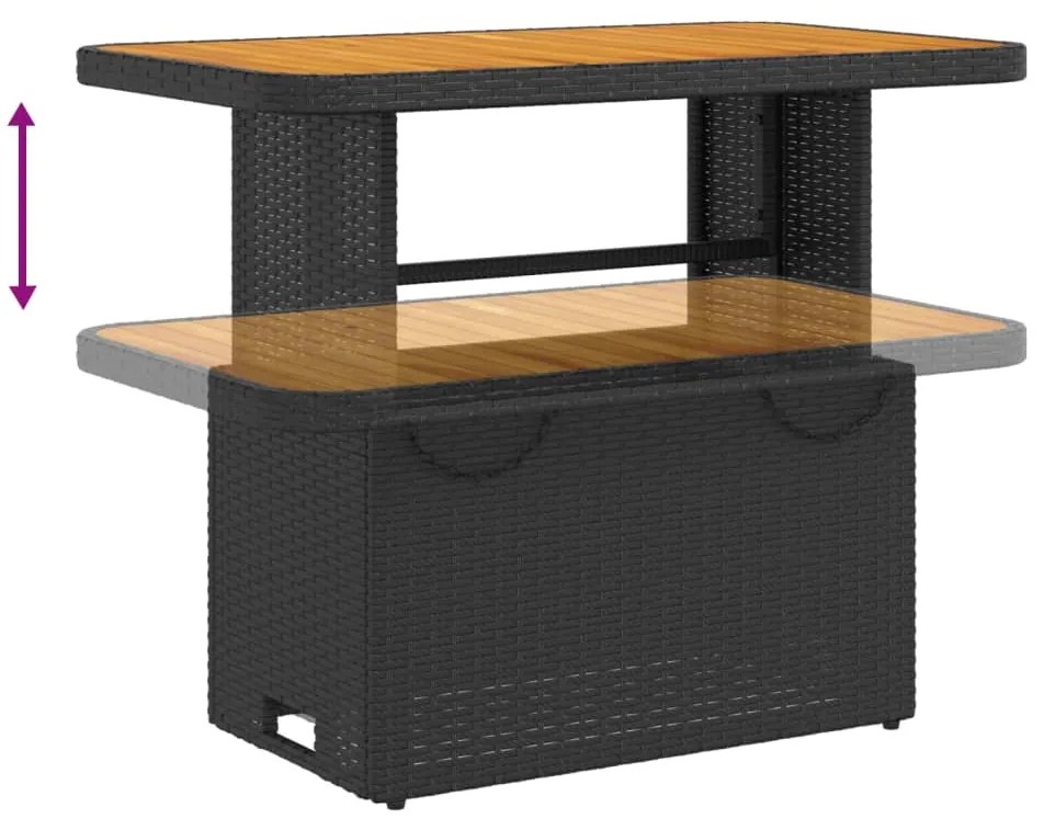 2 pcs conjunto sofás de jardim com almofadões vime PE preto