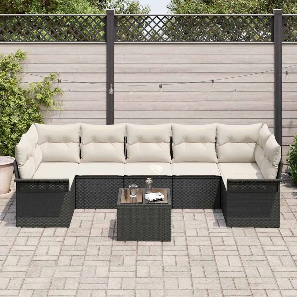 Conjunto de Sofá de Jardim de 8 Peças com Almofadas em Rattan Sintétic