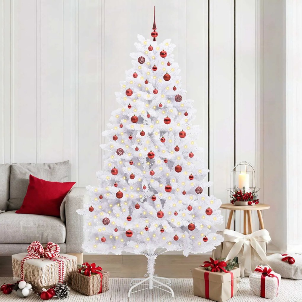 vidaXL Árvore de Natal Articulada Artificial Branco 210 cm PVC e Aço