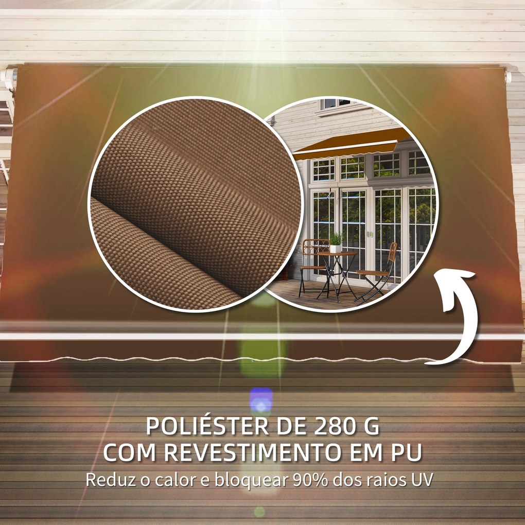 Toldo Manual Retrátil com Manivela 295x245cm Toldo Enrolável Alumínio