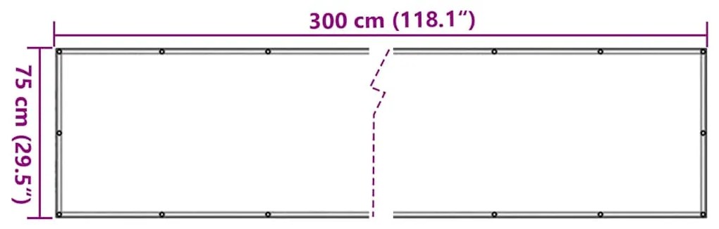 Tela de privacidade p/ varanda aspeto pedra 300x75 cm PVC cinza