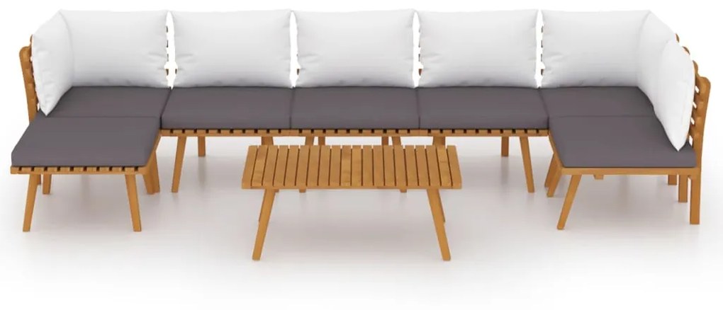 8 pcs conjunto lounge de jardim com almofadões acácia maciça